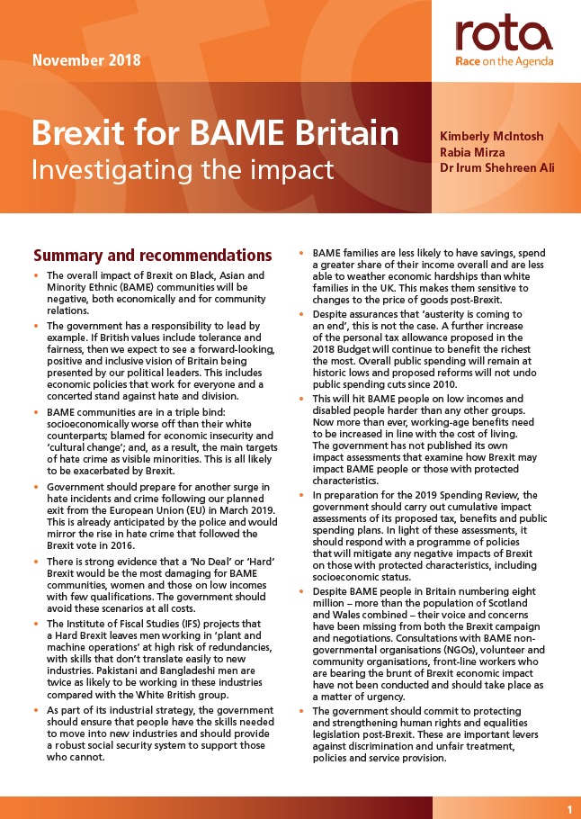 Brexit for BAME Britain: Investigating the impack